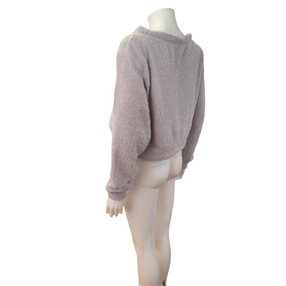 Sincerely Jules Grey Plush Boat Neck Cropped Soft Sweater M NWOT - Picture 2 of 5